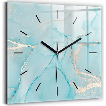 Hodiny Skleněné nástěnné hodiny s tichým chodem – Mramorový design do obýváku