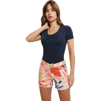 Dámské tričko GUESS DÁMSKÉ TRIČKO T-SHIRT SS RN GUESS SHINY TEE NAVY W3BI31J1314 G7P1 Velikost: XS
