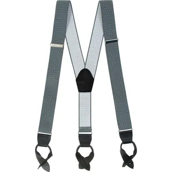 Kšandy Avantgard Šle Y s koženým středem a poutky - 35 mm, 874-210123, Šedá s bílým puntíkem, černá kůže