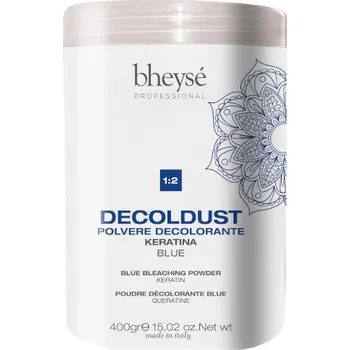 Barva na vlasy Bheysé Professional DECOLDUST BLUE BLEACHING POWDER 400g - Kompaktní odbarvovací/melírovací prášek s vysokou zesvětlující silou - BHEYSÉ