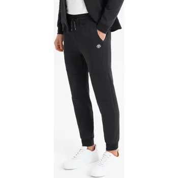 Pánské tepláky s žebrovanými manžetami a ozdobným zipem - černé V3 OM-PASK-0226 - XL