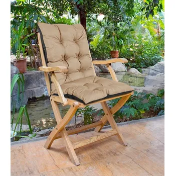 Podsedák Zahradní prošívaný podsedák na židli s opěrkou CALLUM color 21 béžová 50x50x80 cm Mybesthome