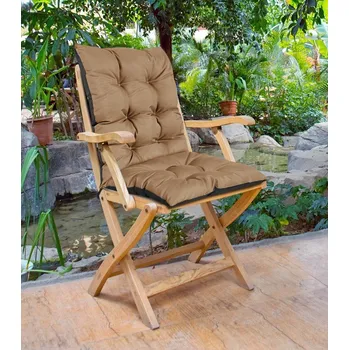 Podsedák Zahradní prošívaný podsedák na židli s opěrkou CALLUM color 44 cappuccino 50x50x80 cm Mybesthome