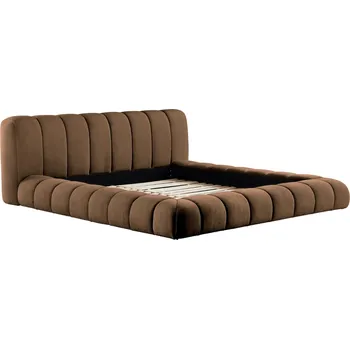 Postel Jotex Hnědá čalouněná dvoulůžková postel DERMY 160 x 200 cm