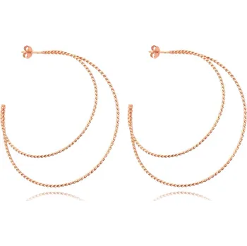 Náušnice MINET Rose gold stříbrné náušnice dvojité KRUHY