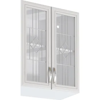 Obývací stěna Horní skříňka G60S se sklem, bíla/sosna Andersen, SICILIA