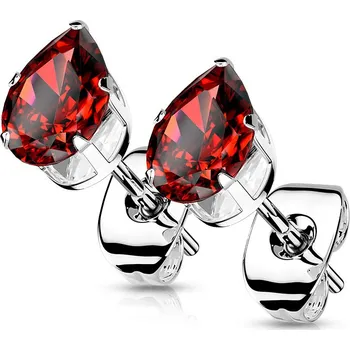 Souprava šperků Atreya Ocelové puzetové náušnice zirkonová kapka Barva: Červená, Velikost koncovky: 3 mm