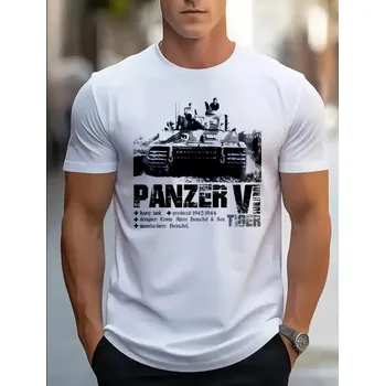 Pánské tričko STRIKER Tričko TANK PANZER VI TIGER Barva: Bílá, Velikost: L