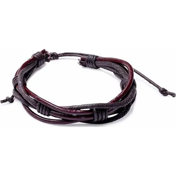Náramek Nefertitis Náramek pánský casual style z hnědé kůže a voskované šňůrky obvod cca 16 až 25 cm
