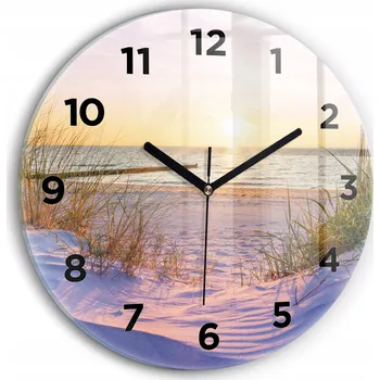 Hodiny Nástěnné čtvercové skleněné hodiny do obýváku Polské Slunečné moře fi30 cm