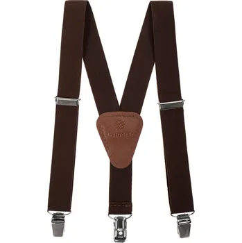 Kšandy Avantgard Chlapecké šle Y s koženým středem a zapínáním na klipy - 25 mm, 862-901863, Hnědá, tmavě hnědá kůže Velikost: výška postavy 90 - 110 cm