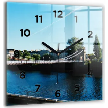 Hodiny Čtvercové Skleněné Nástěnné Hodiny s motivem Southportland Skotsko 60x60 cm