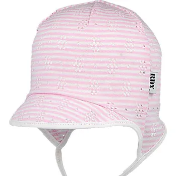 Kojenecké oblečení RDX Kojenecká kšiltovka vázací madeira růžové proužky Vel. 1