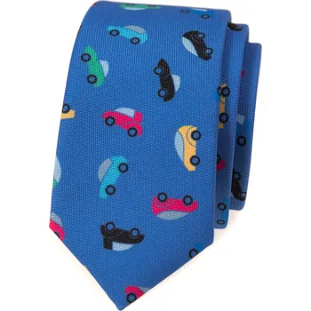 Avantgard Kravata SLIM LUX, 571-1991, Modrá/auta