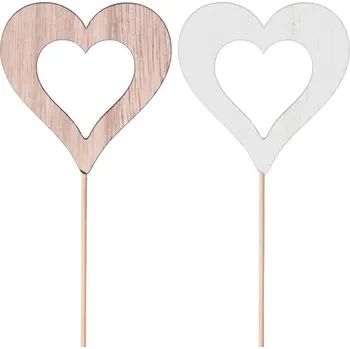 Dřevěný zápich do květináče Srdce