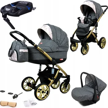 Kočárek Dětský kočárek 4v1 BabyLux Lumio: sportovní kočárek, hluboká korba, autosedačka, základna ISOFIX