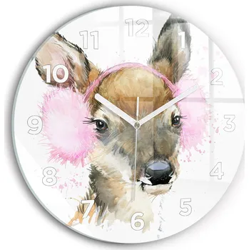 Hodiny Ozdobné nástěnné hodiny s krásnou grafikou: Lesní jelen, kulatý, průměr 30 cm