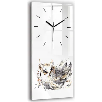 Hodiny Velké Skleněné Nástěnné Hodiny Sova, symbol moudrosti, 30x60 cm