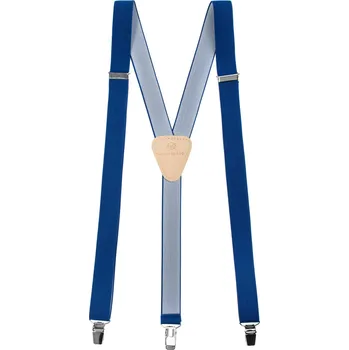 Kšandy Avantgard Šle Y s koženým středem a zapínáním na klipy - 25 mm, 867-73512, Královsky modrá, béžová kůže