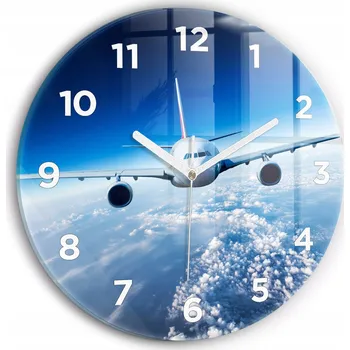 Hodiny Nástěnné hodiny kulatý dekorativní klasické kuchyňské Letadlo Oblaka průměr 30 cm
