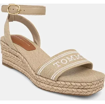 Dámské sandále Sandály Tommy Hilfiger TOMMY HILFIGER ESPAD MID WEDGE béžová barva, FW0FW08805 80X, EUR 36