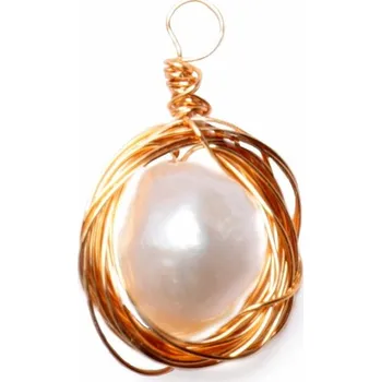 Drahý kámen Keshi perla v drátěném rámečku cca 1 cm