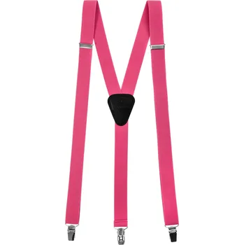 Kšandy Avantgard Šle Y s koženým středem a zapínáním na klipy - 25 mm, 867-70723, Růžová, černá kůže