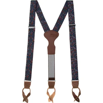 Kšandy Avantgard Látkové šle Y s koženým středem a poutky - 35 mm - v dárkovém balení, 879-197263, Modrá, tmavě hnědá kůže