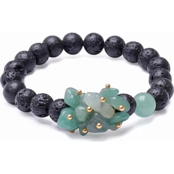 Náramek Lávový kámen náramek s avanturínem obvod 16 až 21 cm