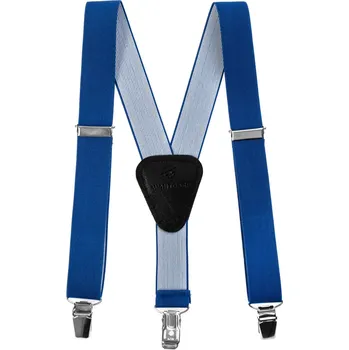 Kšandy Avantgard Chlapecké šle Y s koženým středem a zapínáním na klipy - 25 mm, 862-73523, Královsky modrá, černá kůže Velikost: výška postavy 70 - 90 cm