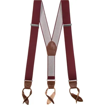 Kšandy Avantgard Šle Y s koženým středem a poutky - 35 mm, 874-902263, Bordó, tmavě hnědá kůže