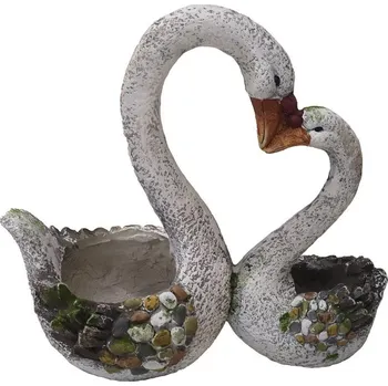 Dekorace Gecco W1943, Labutě, keramika, 44 cm
