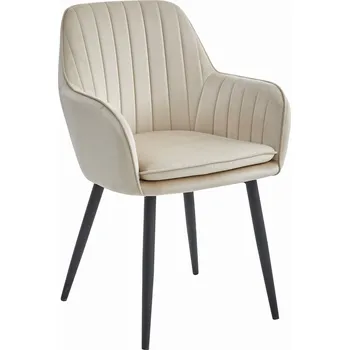 Jídelní židle Židle LUGO - samet béžový / černé nohy x 1