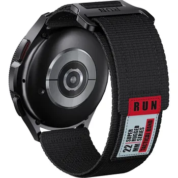 Řemínek na hodinky Enem Runcool nylonový rychloupínací řemínek 22mm - Černý IR-AWGW-0356