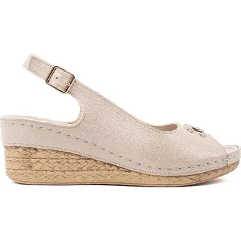 Dámské sandále Goodin Jedinečné světle béžové dámské sandály na klínku 37