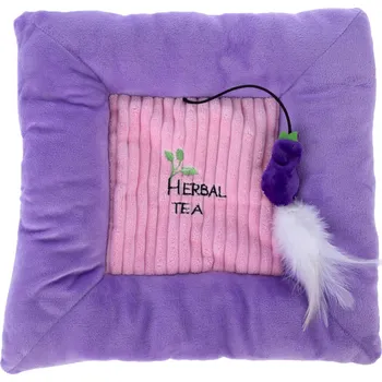 Hračka pro kočku TIAKI TIAKI plyšový polštářek lilek s šantou kočičí fialová
