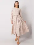 Kostkované retro šaty - bílá-béžová 232-SK-8005.18-white-beige Velikost: S