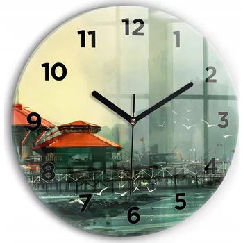 Hodiny Nástěnné hodiny kulatý dekorativní klasické kuchyňské Rybářská vesnice průměr 30 cm