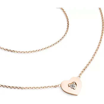 Náhrdelník Dámský náhrdelník růžové zlato 585/1000 přírodní diamant G/SI srdce 10874-NH01-CV-DIA délka 40 cm