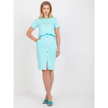 Dámské šaty Mintové šaty s třpytivým lemováním a knoflíky -RV-SK-7914.68P-mint Velikost: ONE SIZE