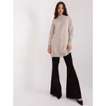 Světle béžový dlouhý oversize svetr s rolákem BA-SW-8013.14P-light beige Velikost: ONE SIZE