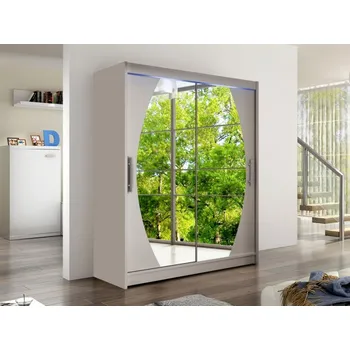 Šatní skříň Skříň s posuvnými dveřmi Presto VIII, Barva: kašmír, Osvětlení: osvětlení LED RGB - barevné MIRJAN 5903211404962