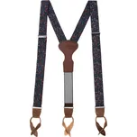 Avantgard Látkové šle Y s koženým středem a poutky - 35 mm - v dárkovém balení modrá, tmavě hnědá kůže 879-197263