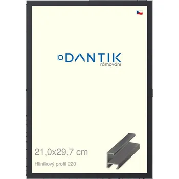 Rám na obraz DANTIK rámeček 21x29,7 | ALU profil 6220 Černá matná (Sklo Čiré) (Vyrobeno s láskou u nás v DANTIKU)