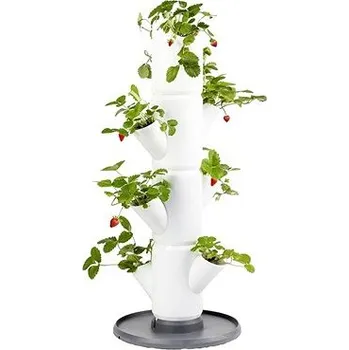 Květináč Gusta Garden SISSI STRAWBERRY starter samozavlažovací truhlík 4 patra, bílý