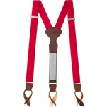 Avantgard Látkové šle Y s koženým středem a poutky - 35 mm - v dárkovém balení červená, tmavě hnědá kůže 879-985763