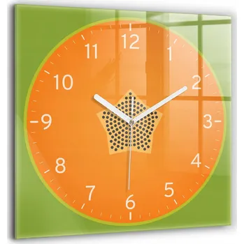 Hodiny Skleněné hodiny tvrzené tiché do loftu na zeď Ovoce papája 60x60 cm