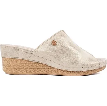 Dámské žabky Goodin Zajímavé zlaté nazouváky dámské na klínku 40