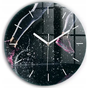 Hodiny Moderní skleněné hodiny s grafikou na zeď Zdravý životní styl - běh fi30 cm