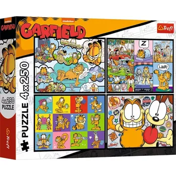 Puzzle TREFL Garfield nemá rád pondělí 4x250 dílků